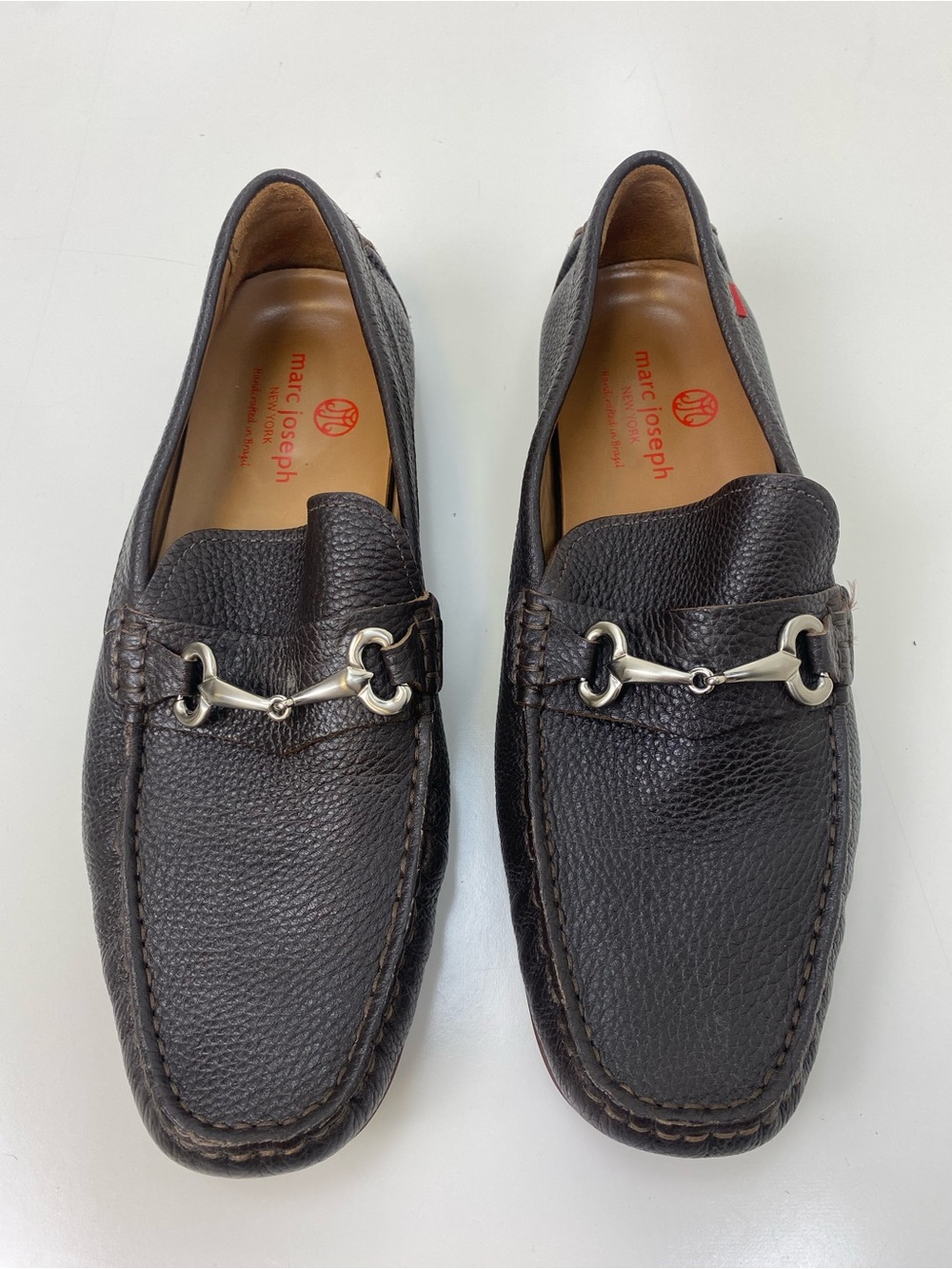 Marc Joseph Dark Brown Pebbled Leather Bit Loafers